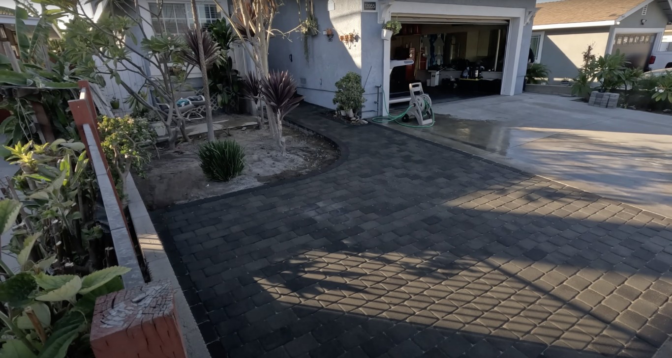 Stamped decorative concrete driveway in La Habra, CA